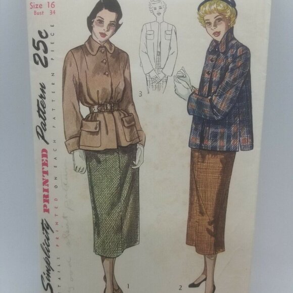Simplicity 1949 Sewing Pattern #2939 Junior Misses & Misses Two Pc Suit Size 16 - Picture 1 of 3